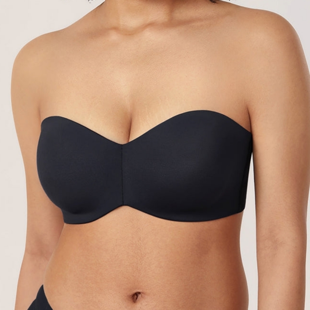 Delmira Unlined Underwire Black Strapless Bra